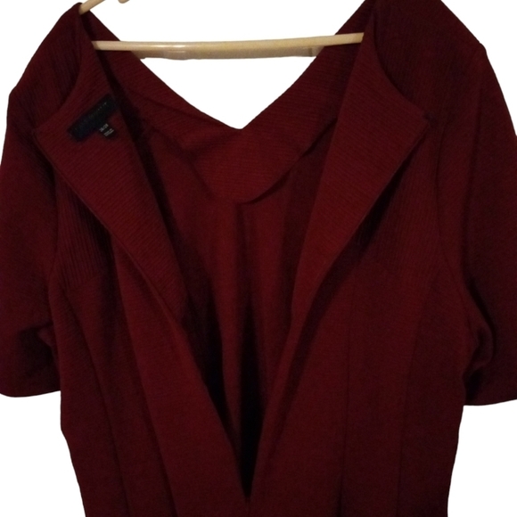 Lane Bryant Dress Deep Merlot Purple Textured Stretch Zip Back Pocketed 26/28 - Picture 7 of 8